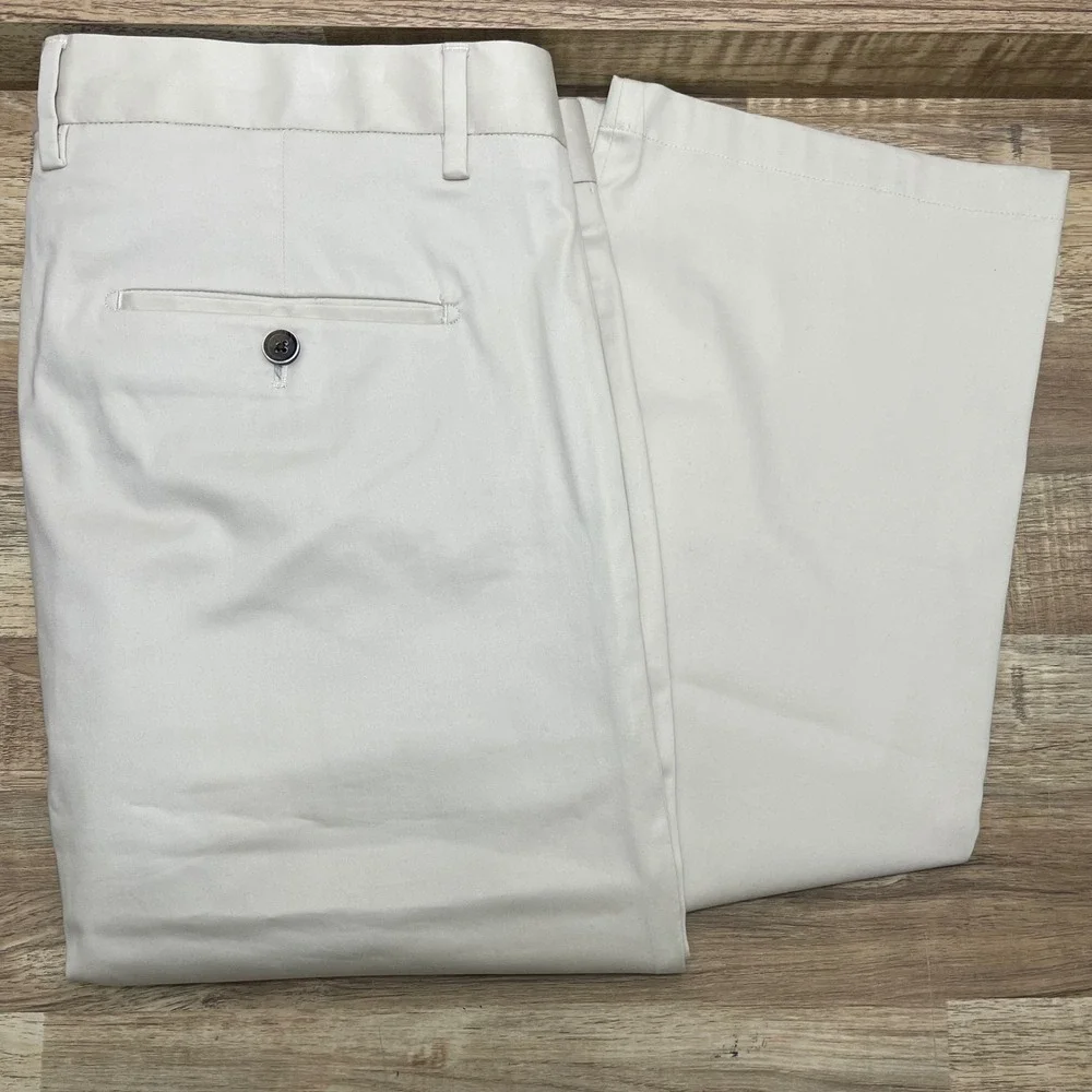 Peter Millar Collection Perfect Poplin Pants Men 35 Stone Beige Silk Blend